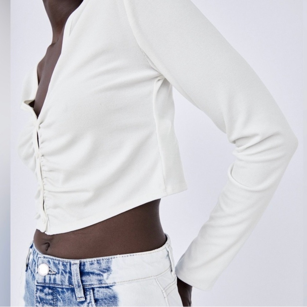 BNWT Zara Long Sleeve Ribbed Crop Top